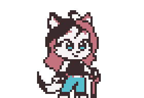 animated chibi sprite of Tulip the Cat standing, with their tail swishing back and forth